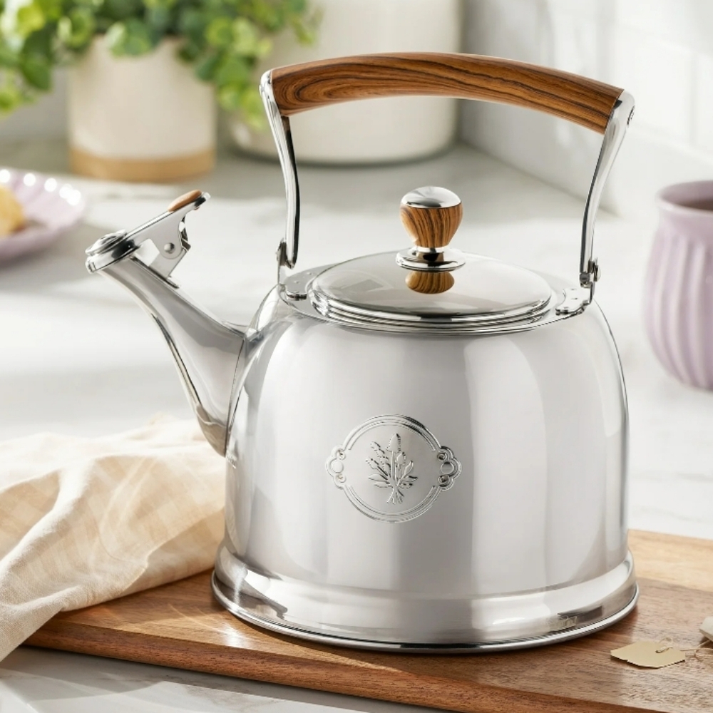 ❤️ 2025 The Pioneer Woman Stainless Steel Tea Kettle with Acacia Wood Handle - Picture 5 of 5